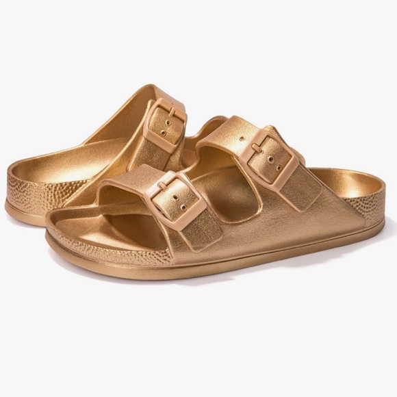 Funky Monkey Shoes - Funky Monkey Gold Waterproof Slides Size 8